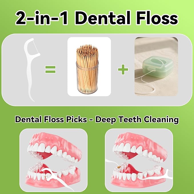 Floss Picks 300 Count Dental Floss Sticks Gen 5 Bulk Tooth Picks Flossers with Travel Case Toothpicks for Family Restaurant Adults Teeth Cleaning