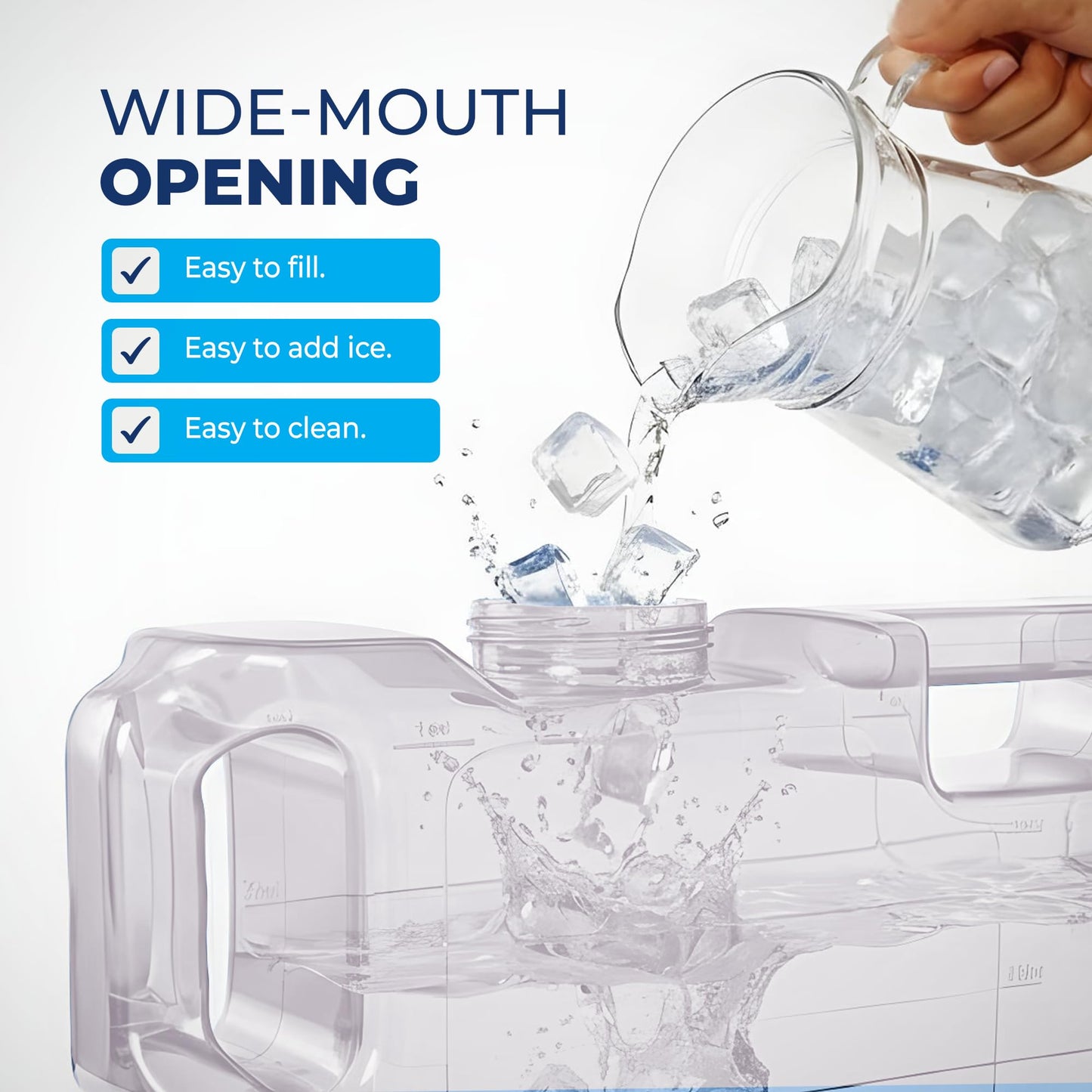 HydraFitt Refrigerator Water Dispenser 1.1 Gallon – Leak-Proof Slim Fridge Water Container with Spigot – BPA-Free Refillable Water Jug (Clear)