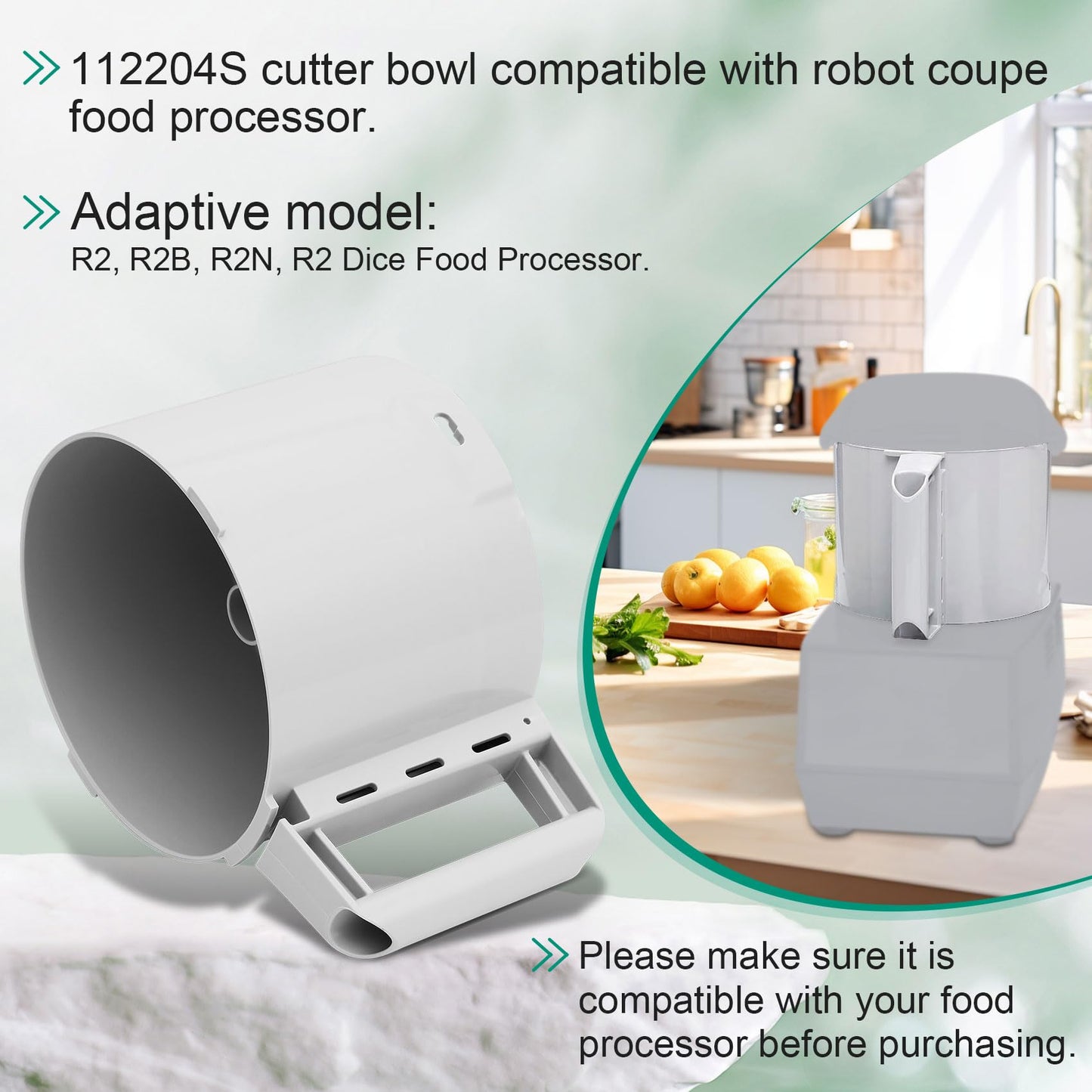 112204S Cutter Bowl Compatible with robot coupe R2, R2B, R2N, R2 Dice Food Processor, 3 Quart Bowl, Gray