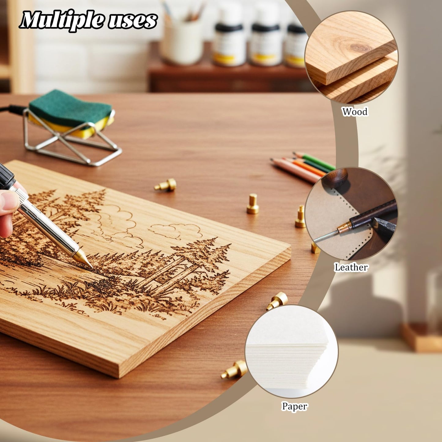 99 Pcs Wood Burning Tips Kit Pyrography Wood Burning Tip Set Letter Wood-Burning-Tip Set Including Alphabet Number Symbol for Wooden Burner Craft DIY Embossing Carving Crafts
