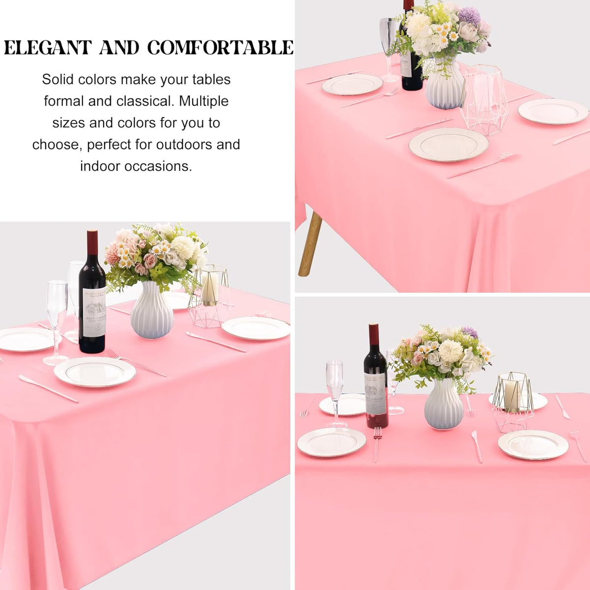 4 Pack Rectangle Tablecloth 60x126 Inch Pink Washable Polyester Table Cover for Wedding Dining Table Buffet Parties Banquet Decoration（Pink）