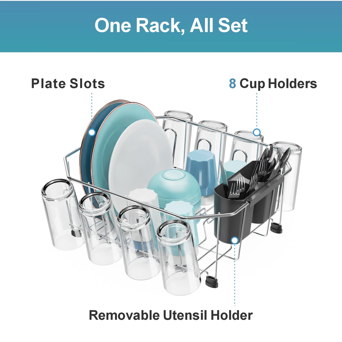 GSlife Small in Sink Dish Drying Rack - Stainless Steel Compact Dish Drainer for RV Kitchen Apartment Sink, Rust Resistant Inside Sink Rack, 1–2 Person Households, 11.6" W x 13.4" L, Silver