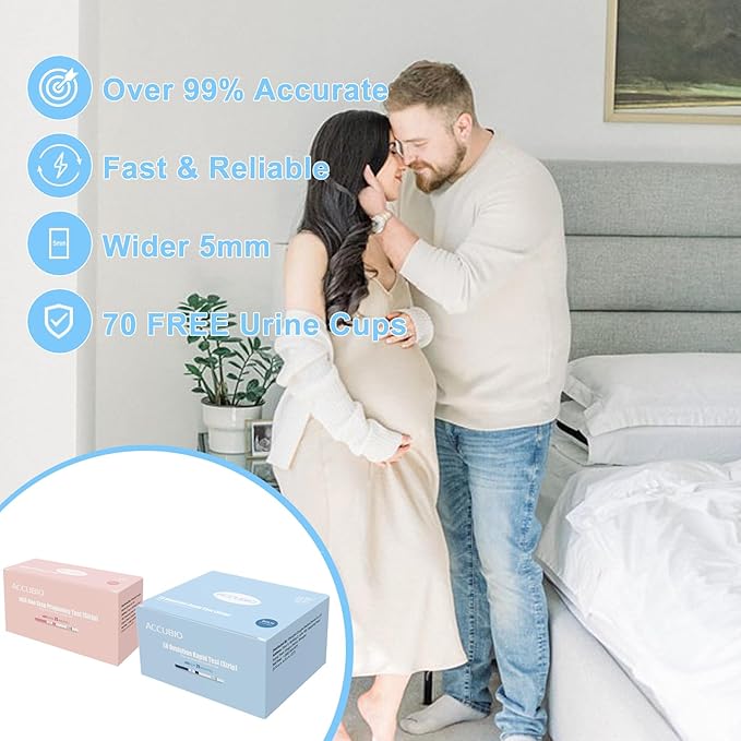 50 Ovulation Test Strips and 20 Pregnancy Test Strips Combo Kit, Rapid Fertility Predictor Kit, Accurate Pregnancy Detection, Prueba de Embarazo, 5mm Wider, with 70 Urine Cups (50LH+20HCG)