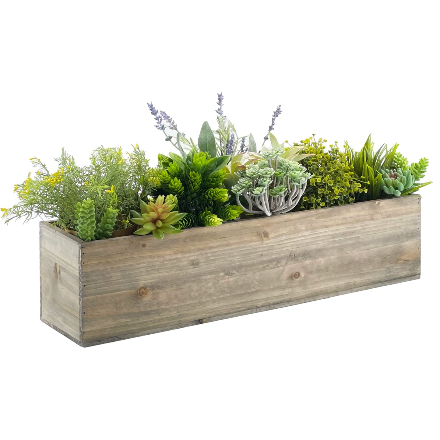 CYS EXCEL Rectangle Wood Planter Box with Removable Plastic Liner (H:6" Open:23"x6") | Multiple Size Choices Wood Rectangular Planter | Indoor Decorative Window Box