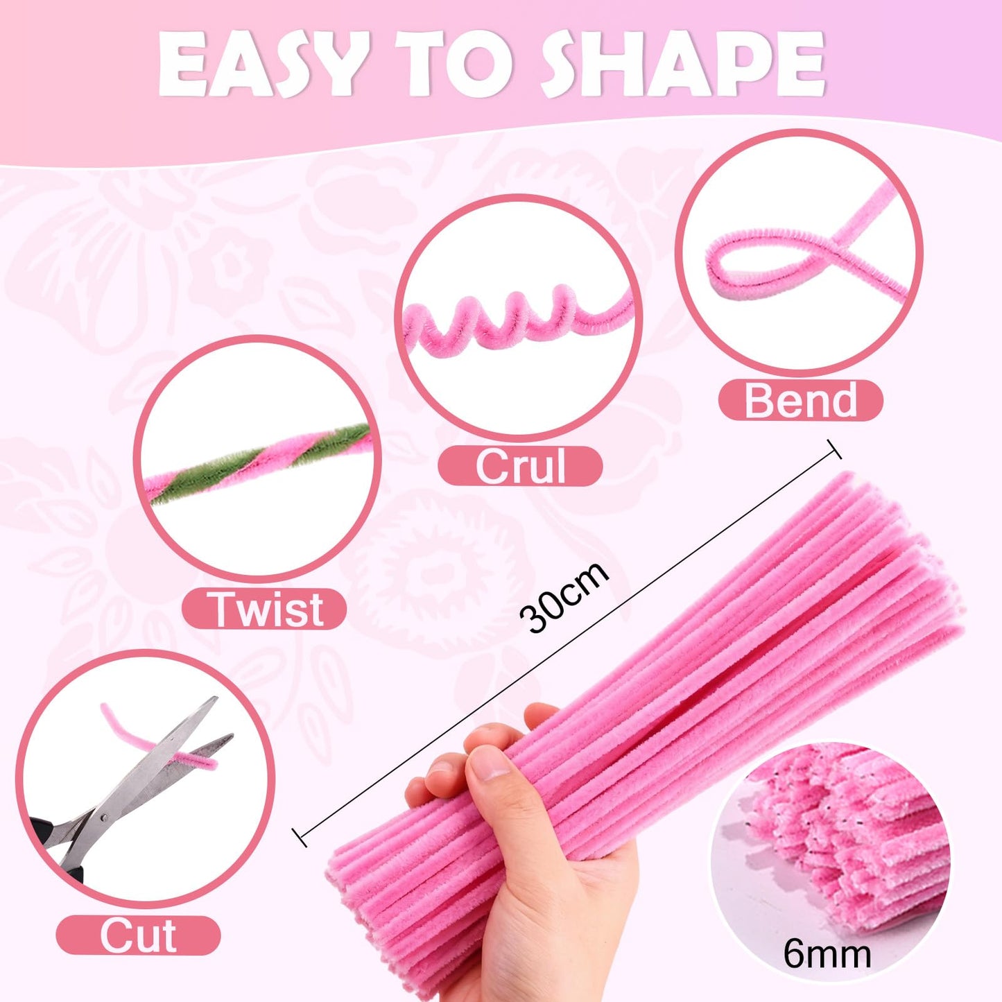 Yinsun 400 Pcs Pipe Cleaners Craft Set, 4 Colors Pipe Cleaners Flowers Kit, Chenille Stems Bulk for DIY Handmade Bouquet, Creative Gift with Stems, Tapes, Stamens, Glue Sticks, Ribbons