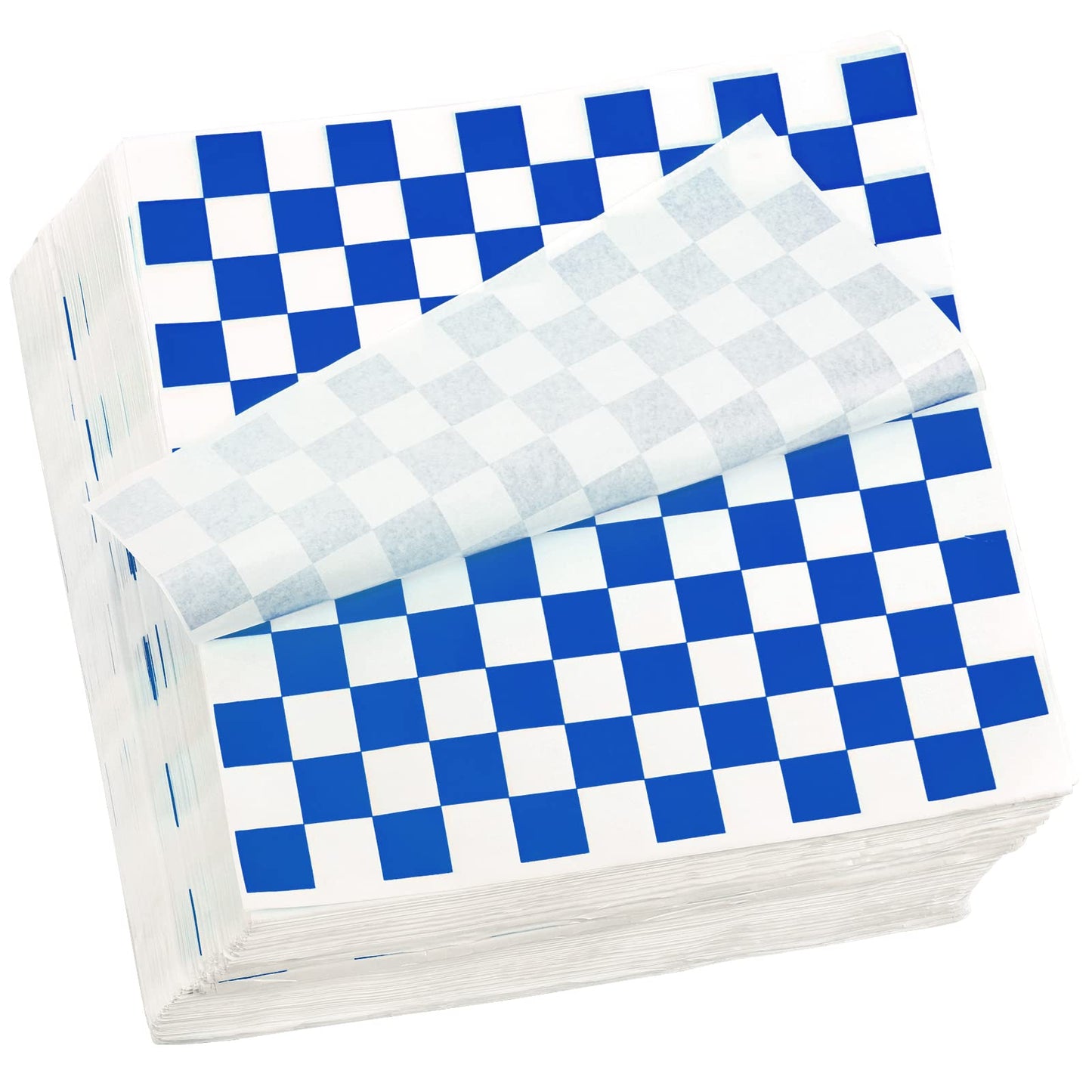 Fasmov 1000 Sheets 12 x 12 inches Sandwich Paper Deli Basket Liner Wrap Food Basket Liners Wrapping Checkered Sheets, Blue & White