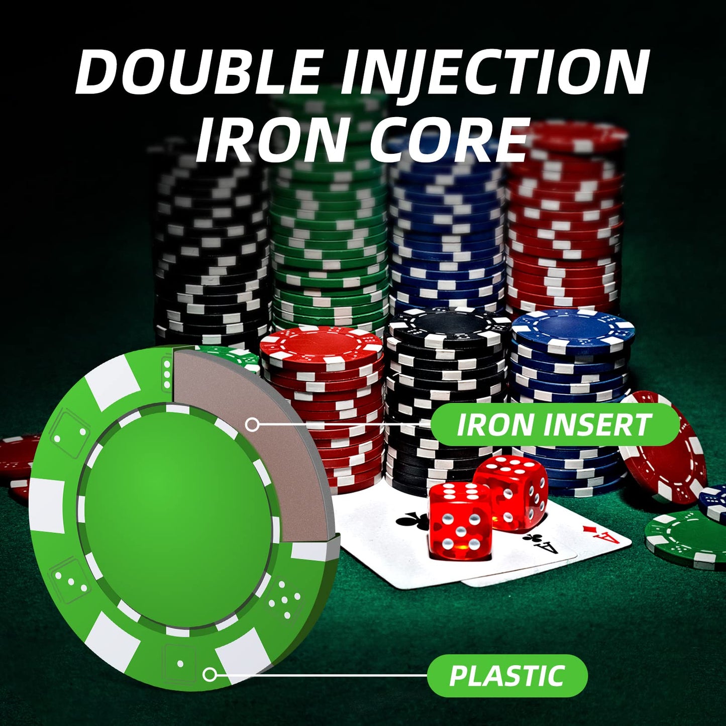 Homwom Poker Chip Set - 500PCS Poker Chips with Aluminum Case, 11.5 Gram Chips for Texas Holdem Blackjack(500pcs)