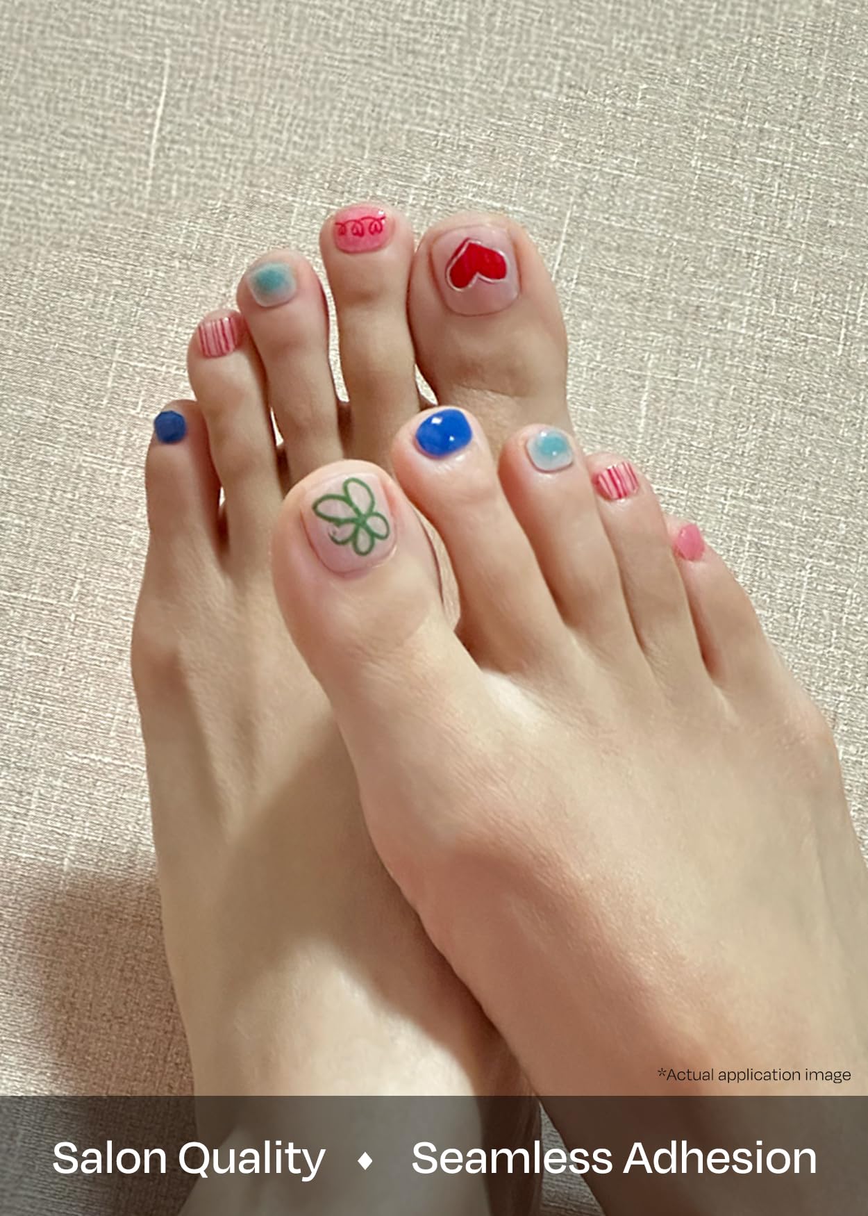 ohora Semi Cured Gel Pedi Strips (P Happy Go Lucky) - Mixed Colors, Works with Any UV/LED Lamps, Salon-Quality, Long Lasting, Easy to Apply & Remove - Includes 2 Prep Pads, Nail File & Wooden Stick