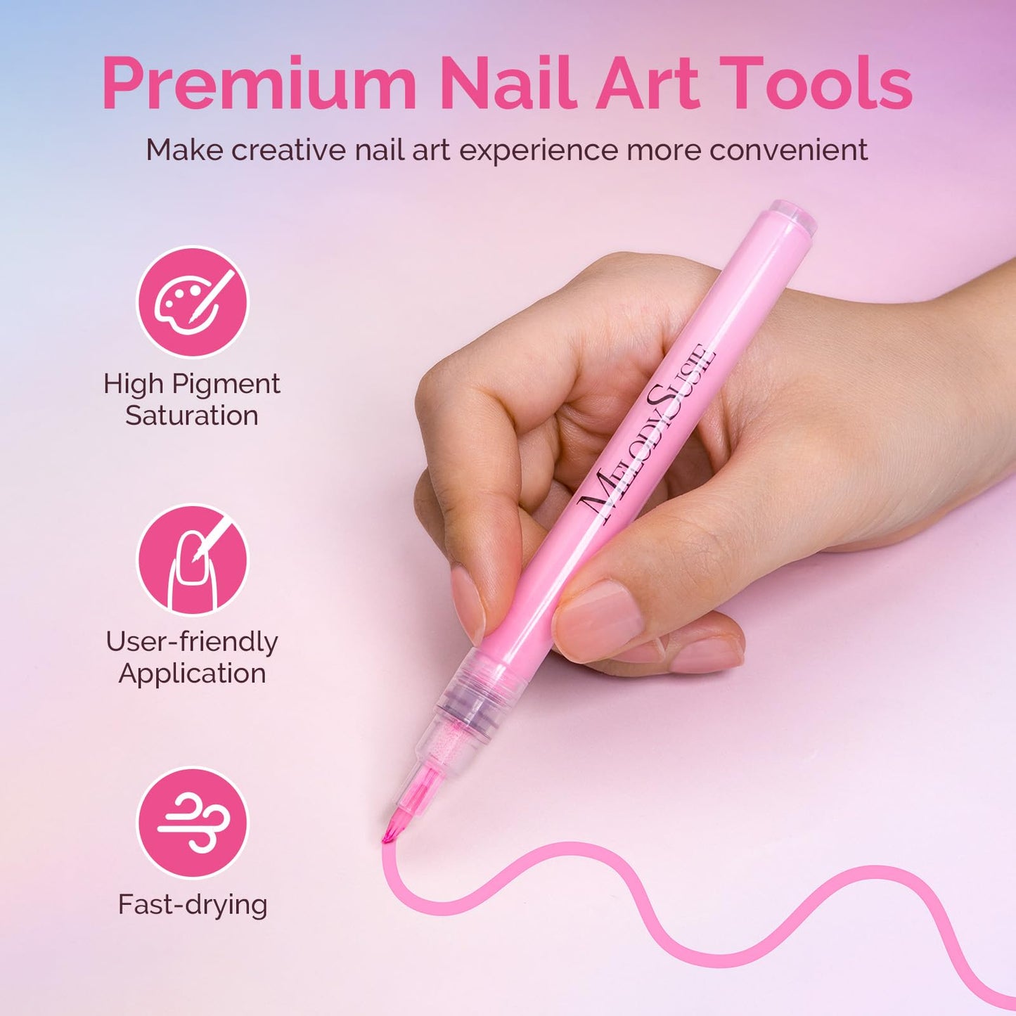 MelodySusie 5Pcs Nail Art Liner Brushes MelodySusie Nail Art Pens Set