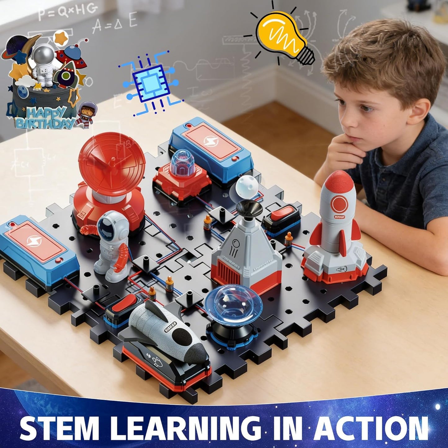 STEM Circuit Kit for Kids Ages 6+, 32PCS Electronics Exploration Kit with 150+ Creative Projects for Home & School Learning, Educational Physics Science Toy Gift for Boys Girls