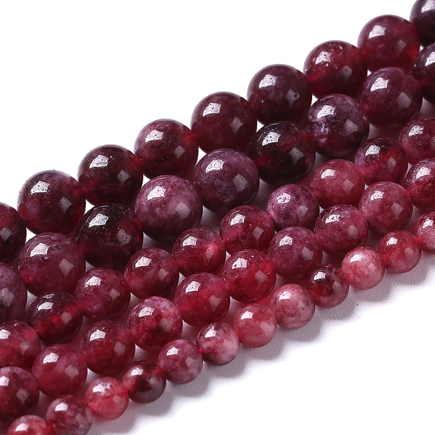 36pcs 10mm Natural Garnet Jade Gemstone Round Loose Spacer Beads for Jewelry Making Healing Energy Stone Beads DIY Bracelets Necklaces 15" (10mm, Garnet Jade)