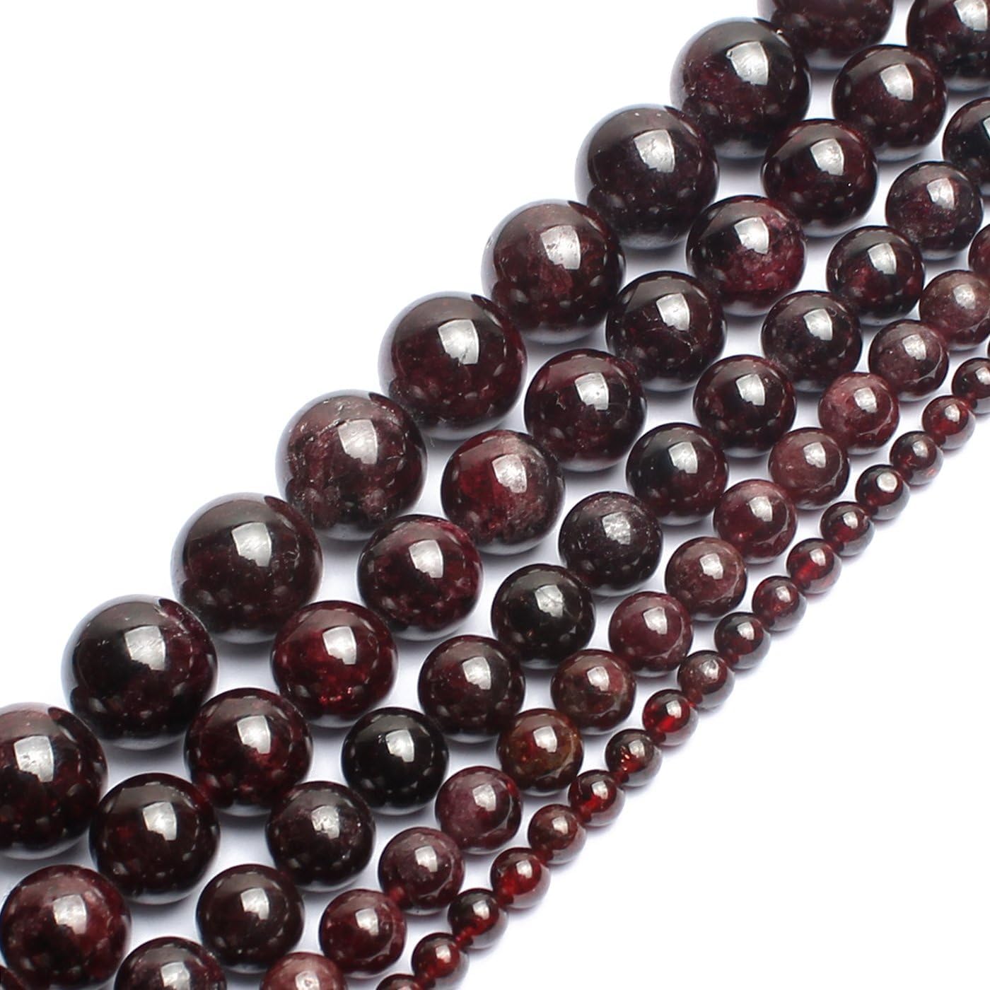 Yochus 45pcs Garnet Stone Beads，8mm Healing Power Natural Stone Round Loose Gemstone Beads for Jewelry Making Earring Necklace DIY Crafts