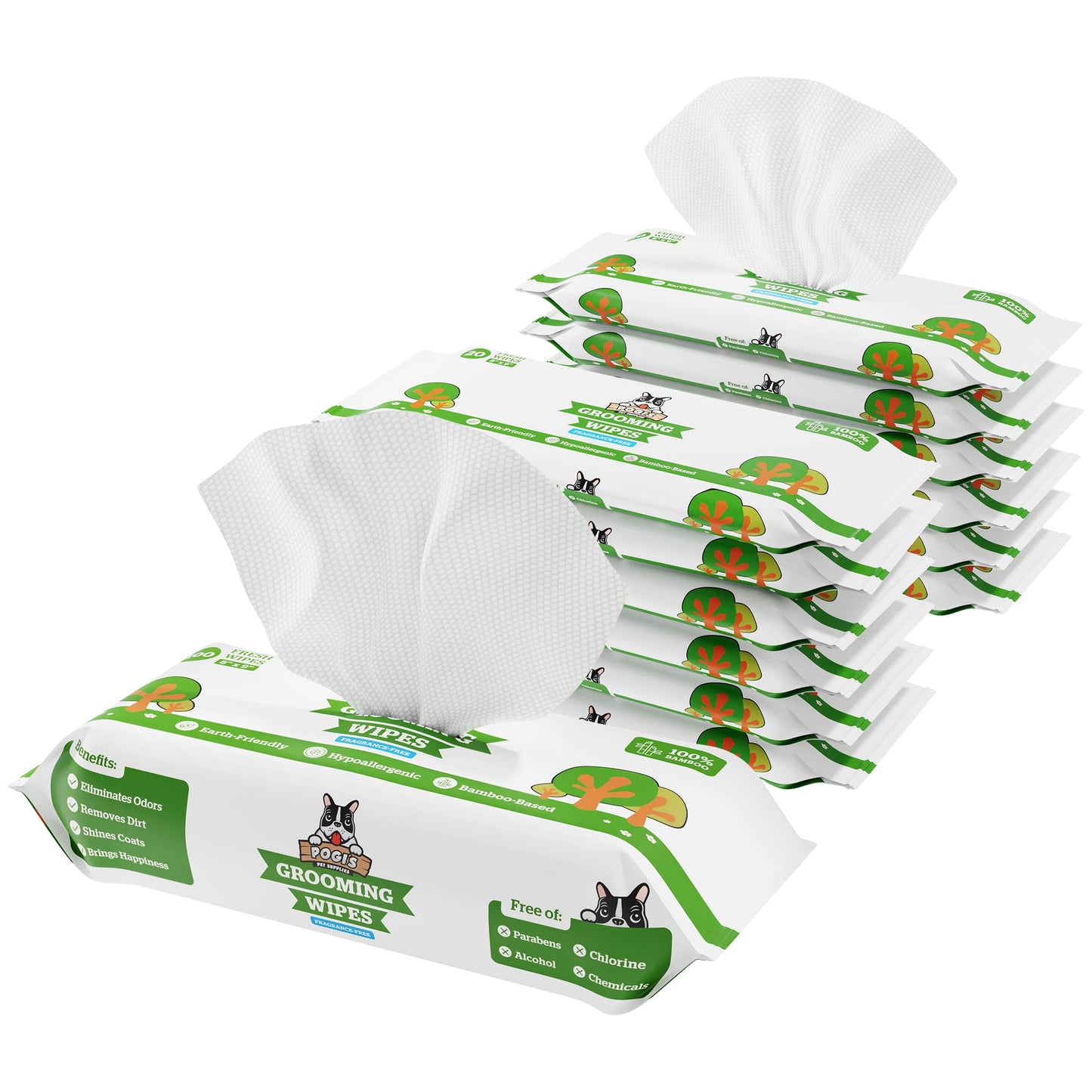 Pogi's Grooming Wipes Home & Travel Bundle - 100-Count Grooming Wipes for Home and 240-Count Packs for Travel