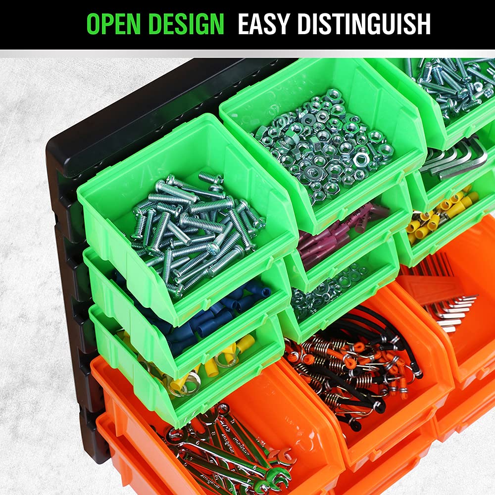SWANLAKE GARDEN TOOLS 30-Bin Wall-Mounted Storage Bins, Heavy-Duty Garage Tool Organizer for Screws, Nuts, Bolts, Nails, Small Hardware Parts - Easy Installation and Customizable