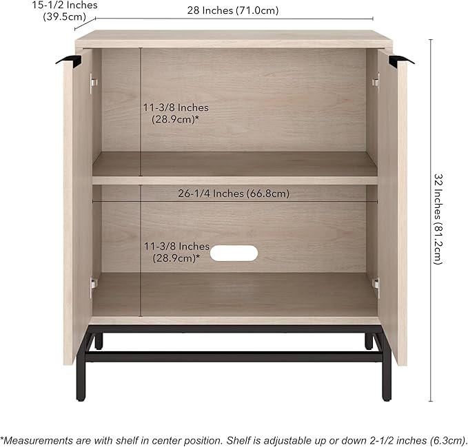 Henn&Hart 28" Fluted Wooden Accent Cabinet, Modern Ribbed Sideboard Buffet Cabinet with 2 Doors and an Adjustable Shelf for Living Room, Dining Room, Bedroom or Entryway, Alder White