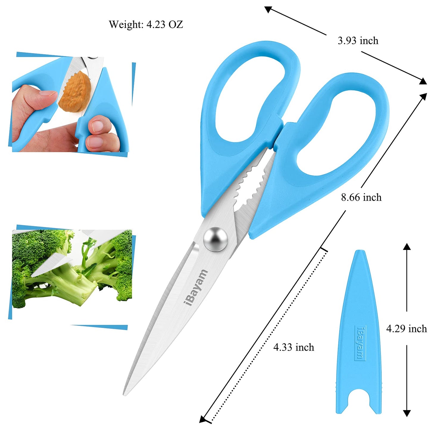 Gifts for Dad from Daughter Son, BEST DAD Tool Shears, iBayam Kitchen Scissors All Purpose Heavy Duty Meat Scissors Poultry Shears, Dishwasher Safe Stainless Steel Utility Scissor