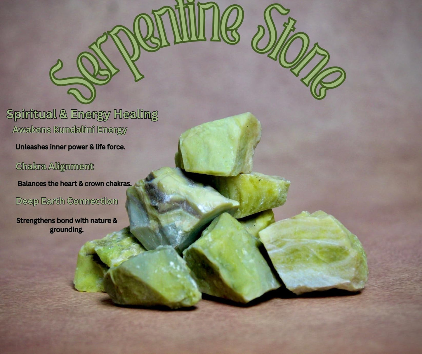 Healing Crystal Stones, 1.25-2.0" Large Reiki Healing Gemstones Natural Tumbled Polished Stones for Energy Witchcraft Therapy Meditation Pack 2 (Serpentine)