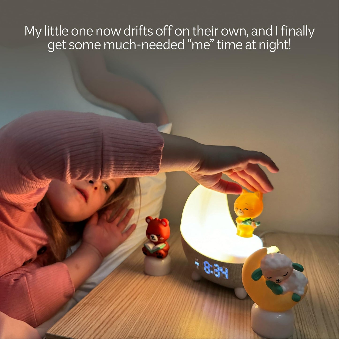 Move2Play, Dozi Sound Machine | Cute Sleep Toy + Sound Machine | 3+ Hrs Thoughtfully Made Bedtime Content | Moonlight Night Light with Changing Colors | Gentle OK-to-Wake Wake-Up