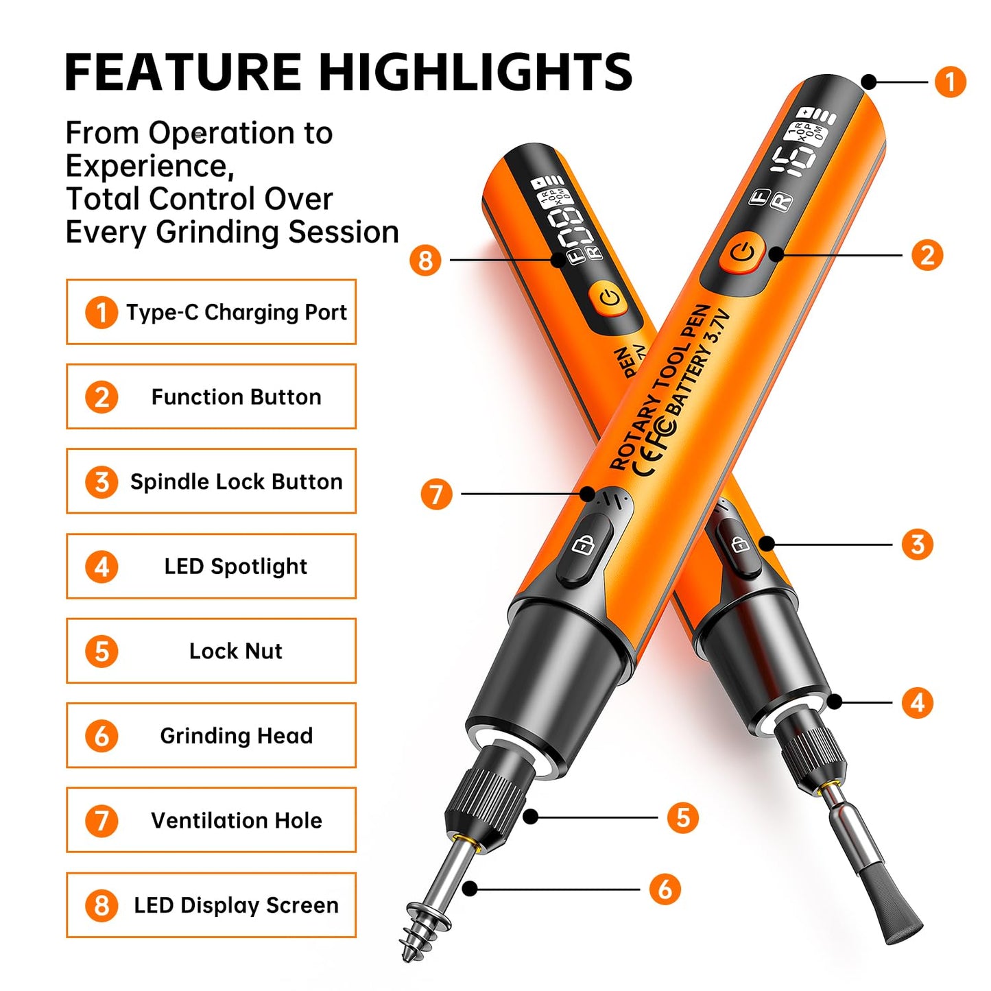 LIVIKEY Engraving Pen for Metal, Wood, Glass & Plastic, Electric Engraver Tool for DIY Crafts, Personalized Art & Etching, Gift Ideas for Teens, Women & Adults (Orange)