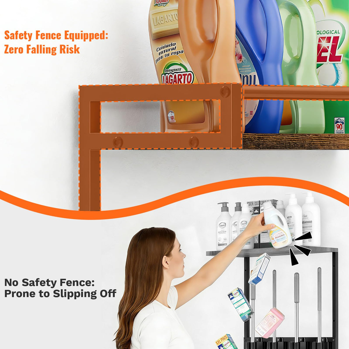 Broom Holder Wall Mount with Shelf