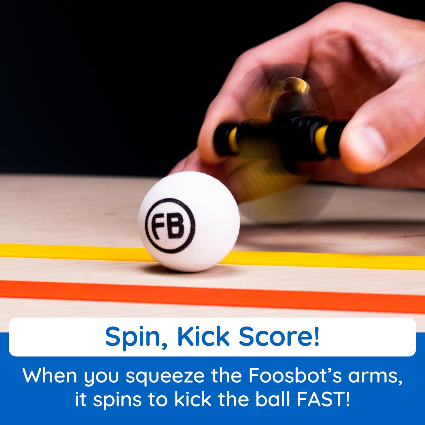 Fat Brain Toys Foosbots On the Go Tabletop Trickshot Game, 2 Player Soccer Toys, Games for Kids Ages 6+