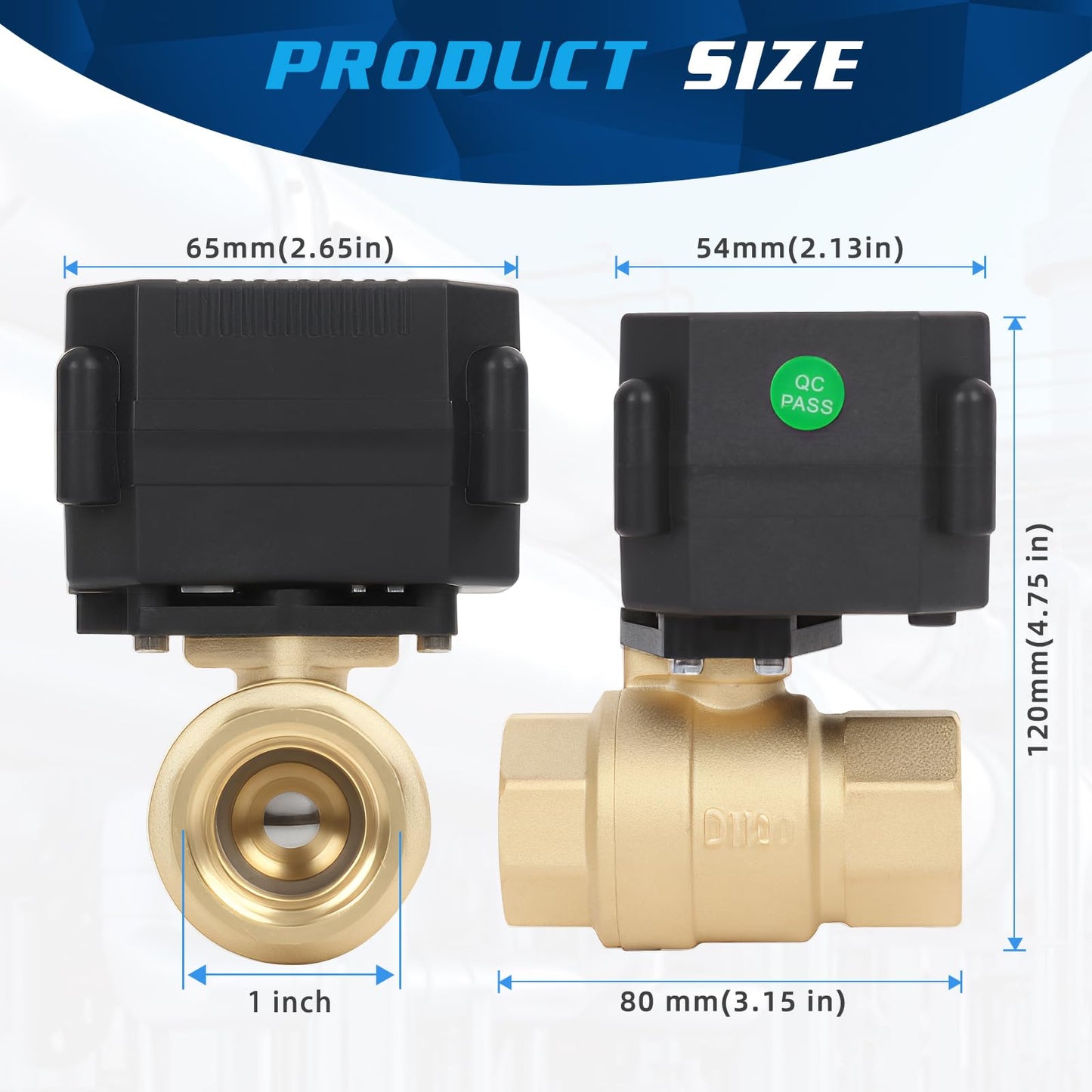 movafaFH 1" Motorized Ball Valve Brass - 2 Wire Auto Return Electric Water Valve with Full Port, 9-24V AC/DC Automatic Ball Valve