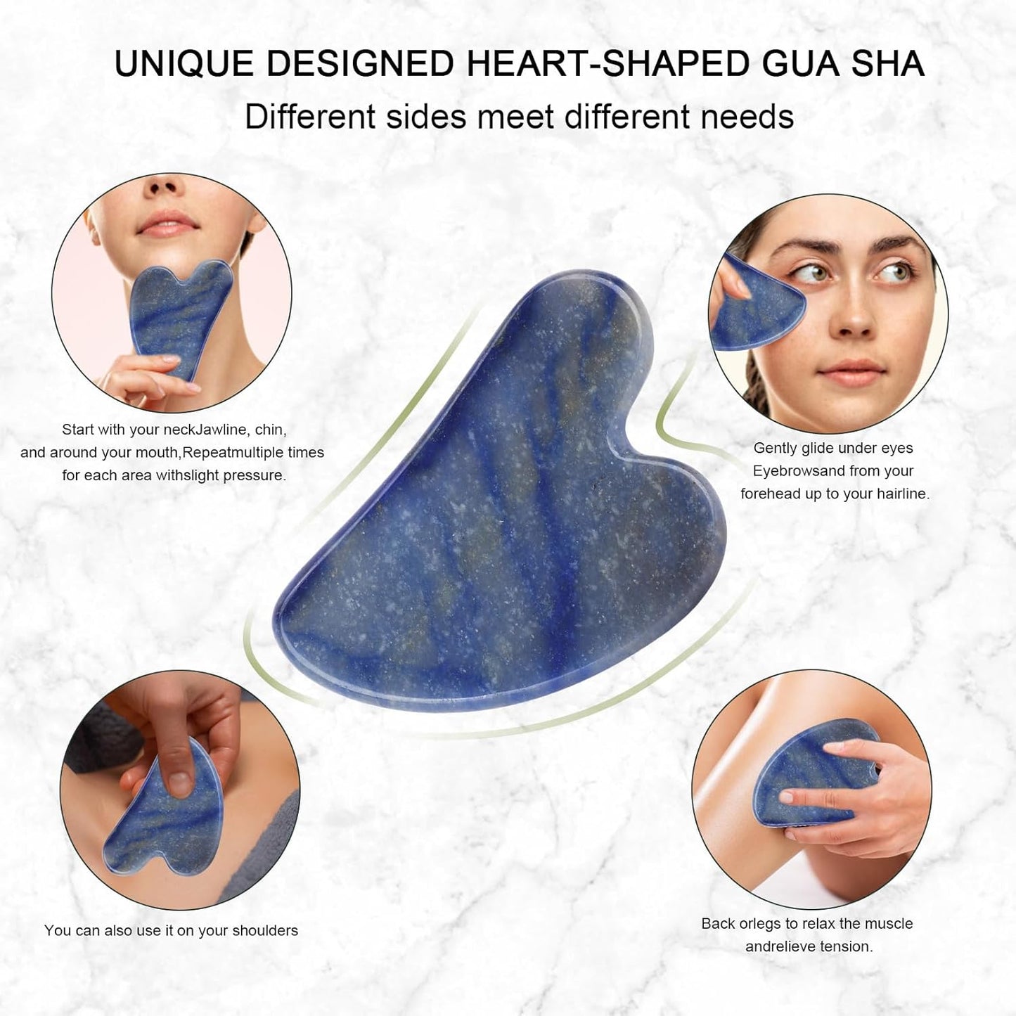 Jade Roller for Face, Facial Roller Massager Skin Care Tool, Gua Sha Facial Tools for Face, Neck, Eyes, Reduce Puffiness of The Skin(Blue)