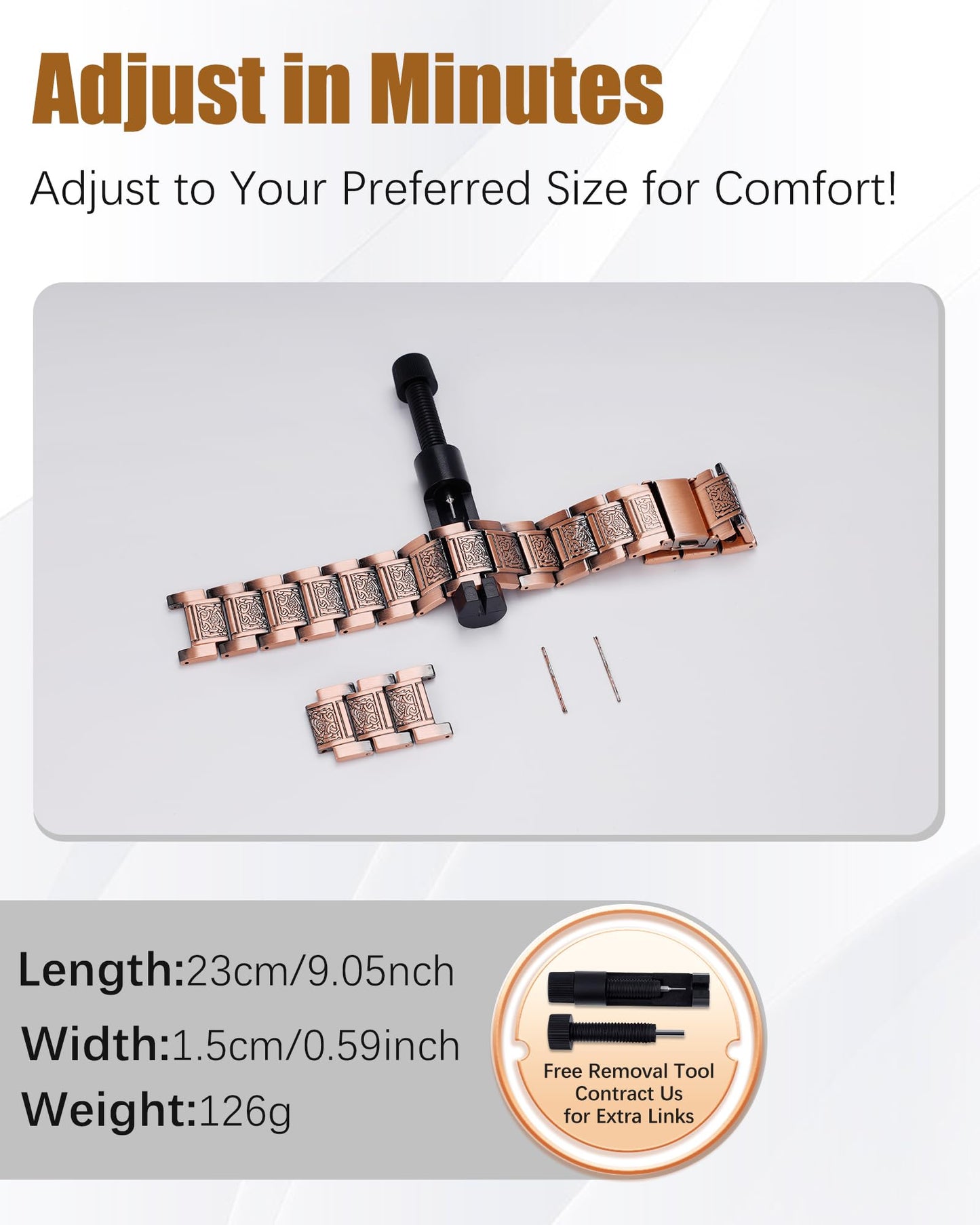 Jeracol 3X Strength Magnetic Copper Bracelet & Ring for Men, 99.9% Pure Copper Bracelet, Premium Fold-Over Clasp and Adjustable Length Sizing Tool & Jewelry Gift Box(Celtic Knot)
