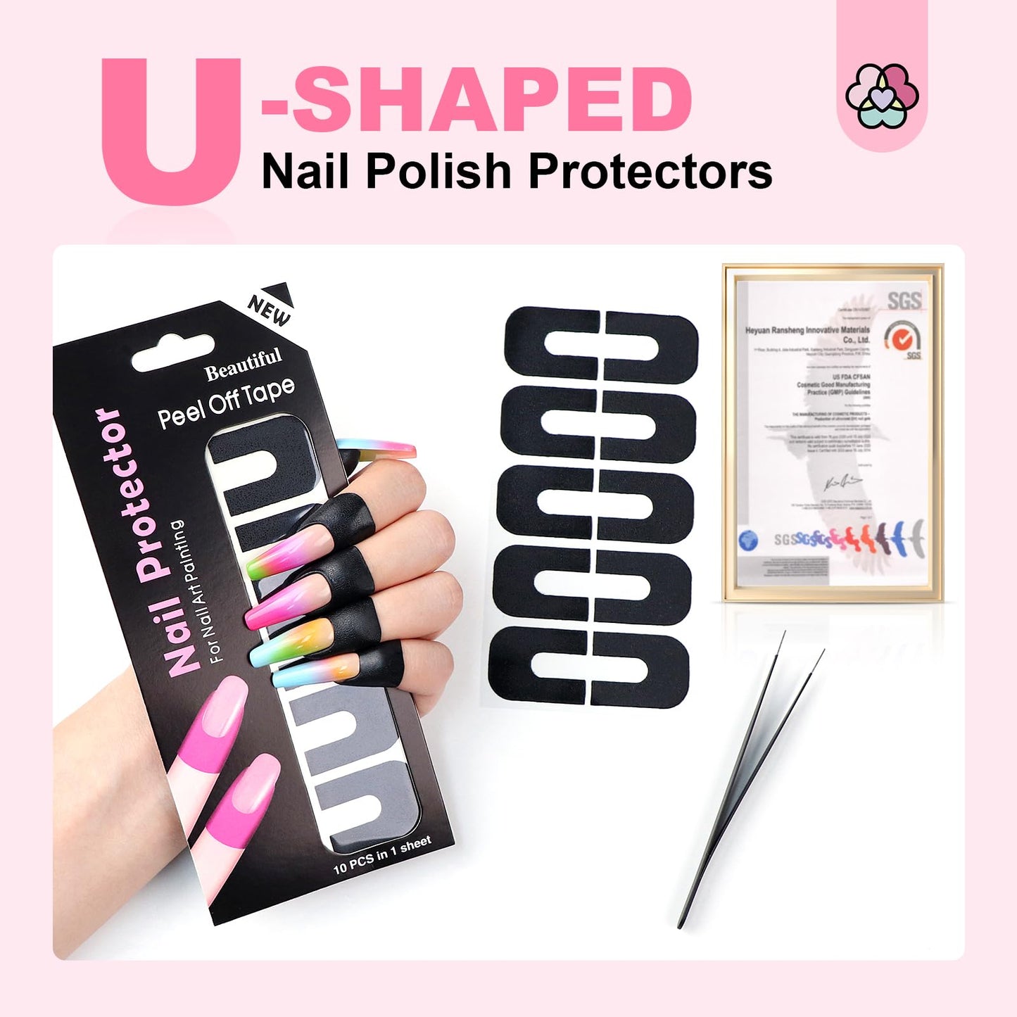 SAVILAND Nail Polish Protector for Fingers: 100PCS U V Protection U-Shaped Nail Protector Cuticle Protector for Nails Painting Peel Off Nails Tape for Airbrush Gel Polish Nail Art