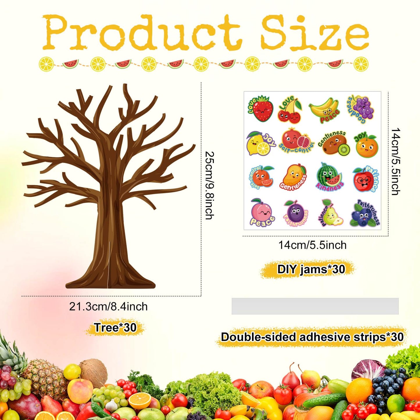 Cinrobiye 30 Set Fruit of The Spirit Craft Kit Fruit Bible DIY Tree Religious Craft Ornaments Making Art Crafts for Bible Sunday School Classroom Home Christian Party Activities Favor Decor Supplies