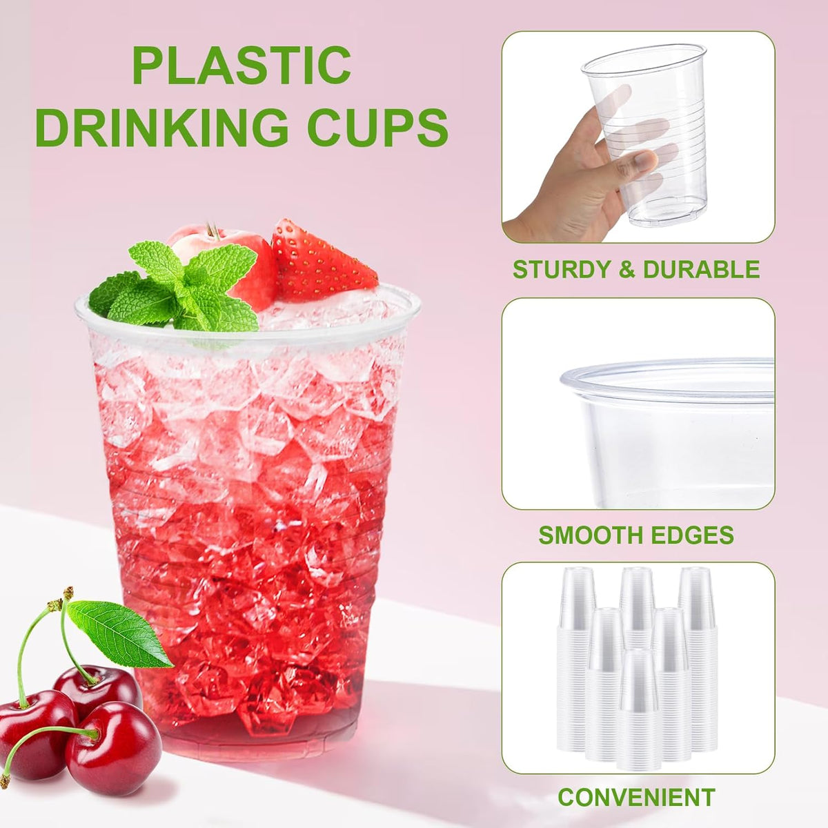 Lamosi 500 Count 9 oz Clear Plastic Cups, Disposable Cold Drinking Cups for Party, Wedding, Travel, Events