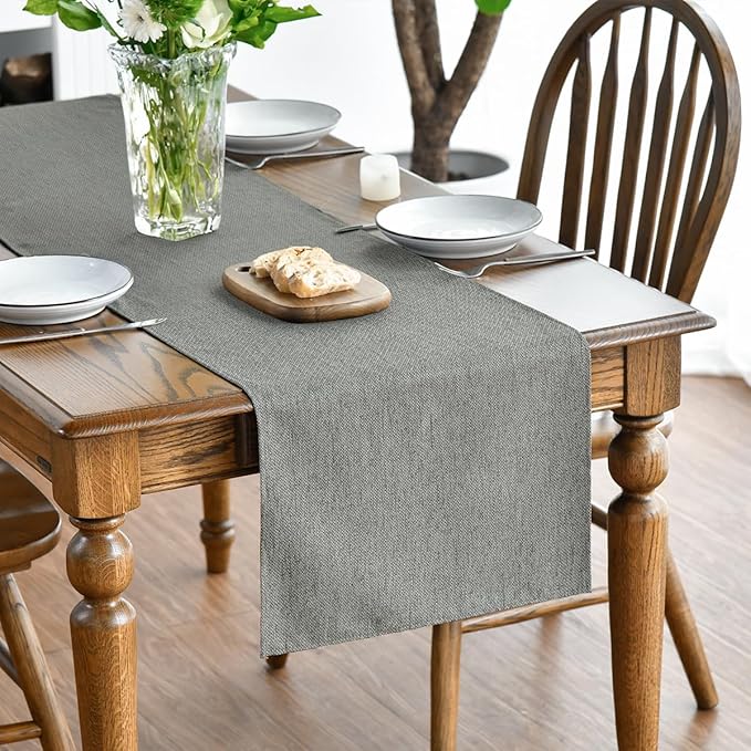 Artoid Mode Light Grey Table Runner, Seasonal Washable Kitchen Dining Table Decoration for Home Party Decor 13x90 Inch