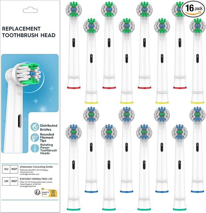 Replacement Toothbrush Heads Compatible with Oral B Pro 1000 Electric Toothbrush,Replacement Brush Heads Refill for Genius X,Smart 1500,Pro 5000,16 Count