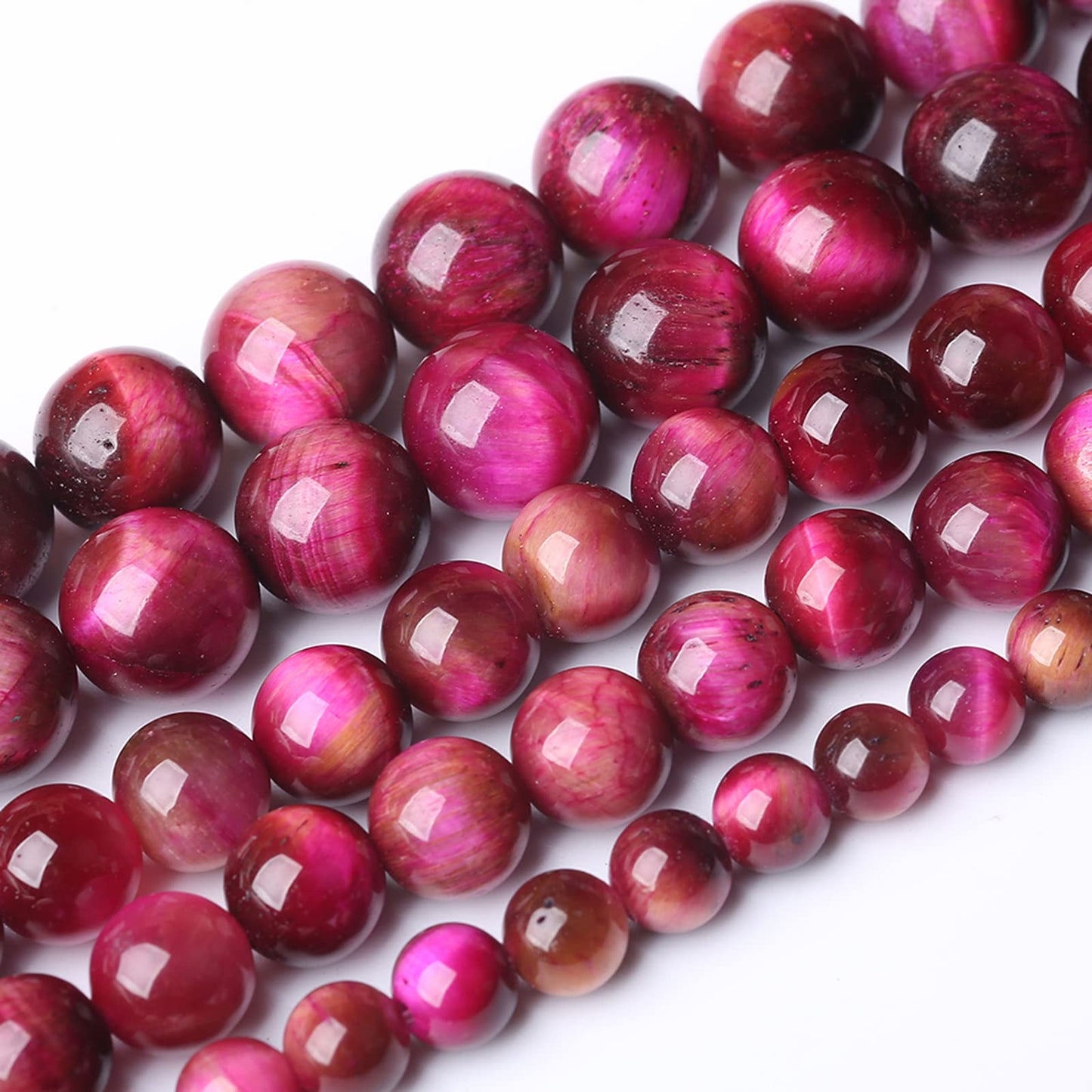 Natural Rose Red Tiger Eye Beads for Jewelry Making Round Loose Stone Beads Semi-Precious DIY Bracelet Necklace 8mm