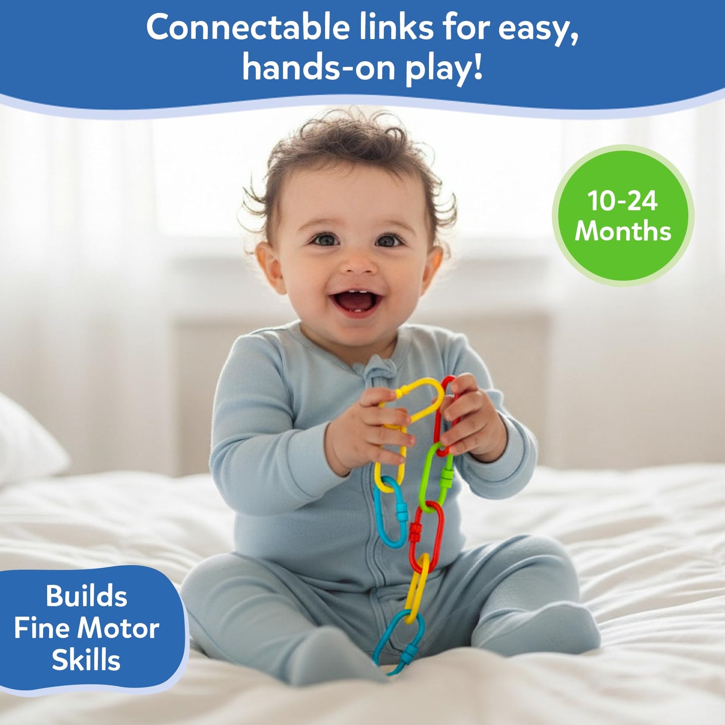 Skillmatics Connectable Learning Link Toy for Toddlers – Fun & Educational Snap-Together Activity, Bead Maze Toys for Babies, Fine Motor Skill, Early Learning, Gift for Ages 10–24 Months, 36 Links
