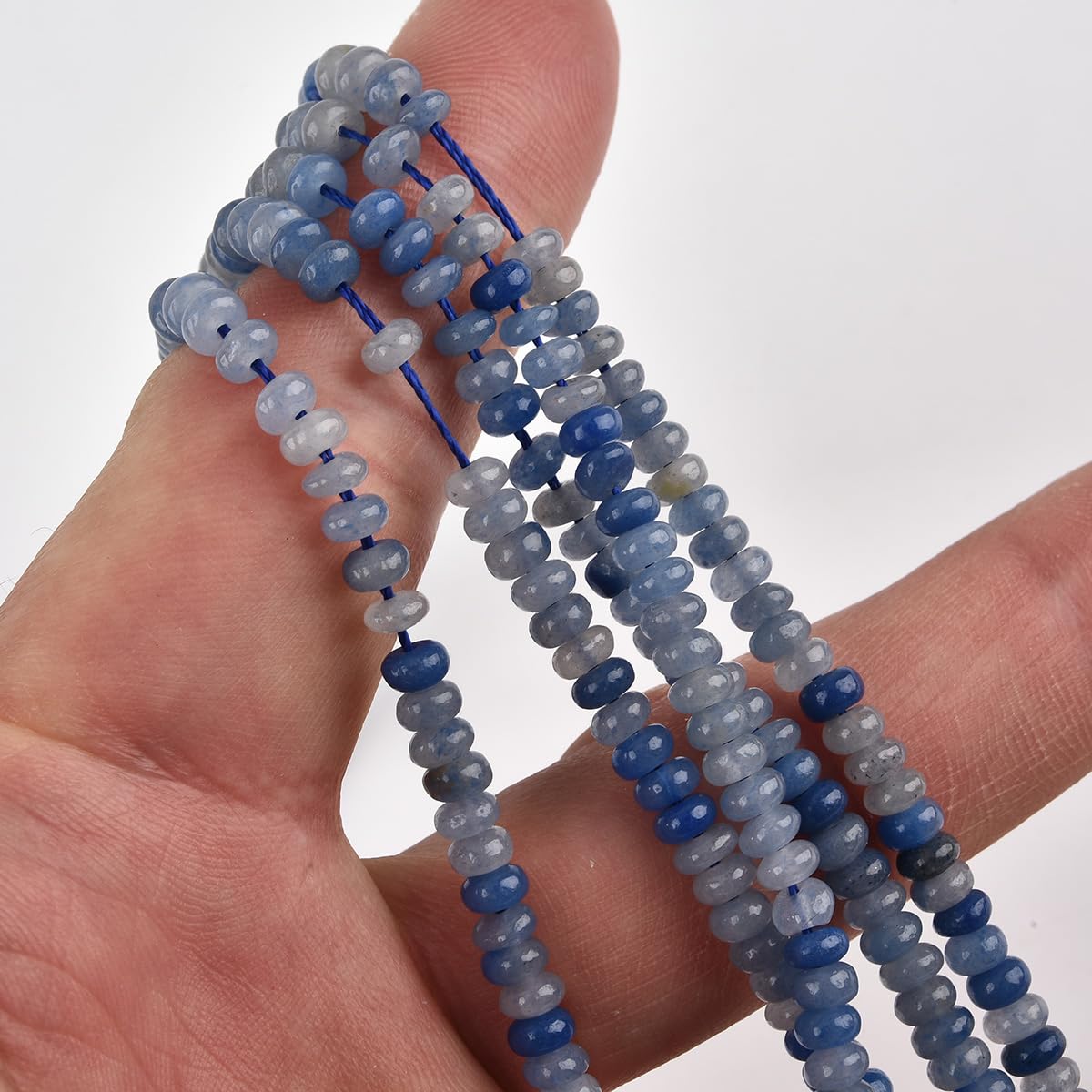 160pcs 4x2mm Natural Blue Aventurine Disk Rondelle Spacer Stone Semi Precious Gemstone Loose Beads for Jewelry Making 15 Inch