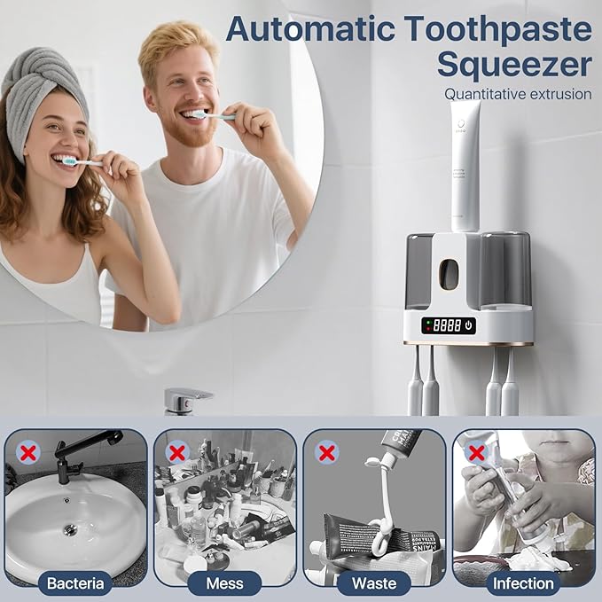 Toothbrush Holders for Bathrooms with Air-Drying, Toothbrush Holders for Bathrooms, Toothbrush Holder Kids, Toothpaste Holder for Bathroom Countertop Accessories Storage