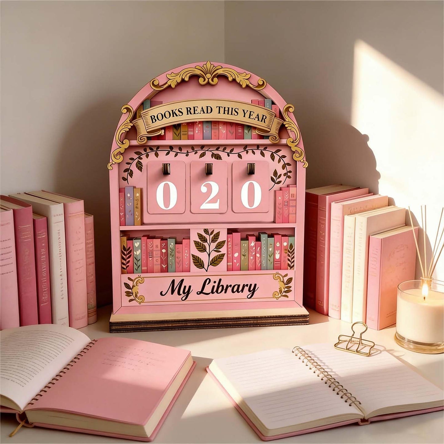 Books Read This Year Counter Wooden Sign, Reading Tracker for Home Library Decor, Book Lover Gift for Librarian Reader Teacher, Bookshelf Decor Wall Art (S3)
