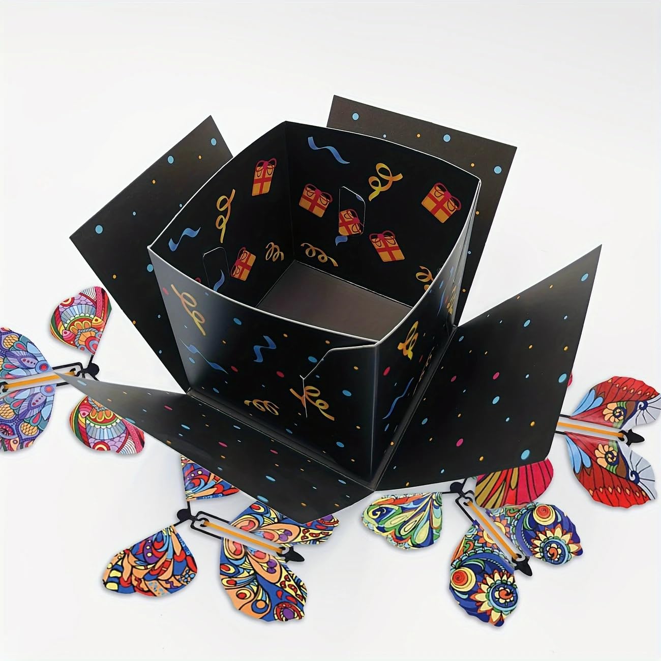 MOAXMOA Explosion Box with Flying Butterflies, Birthday Explosion Gift Box, DIY Exploding Surprise Gift, Flying Butterfly Surprise Gift Box for Birthdays, Wedding, Mother's Day, Anniversaries