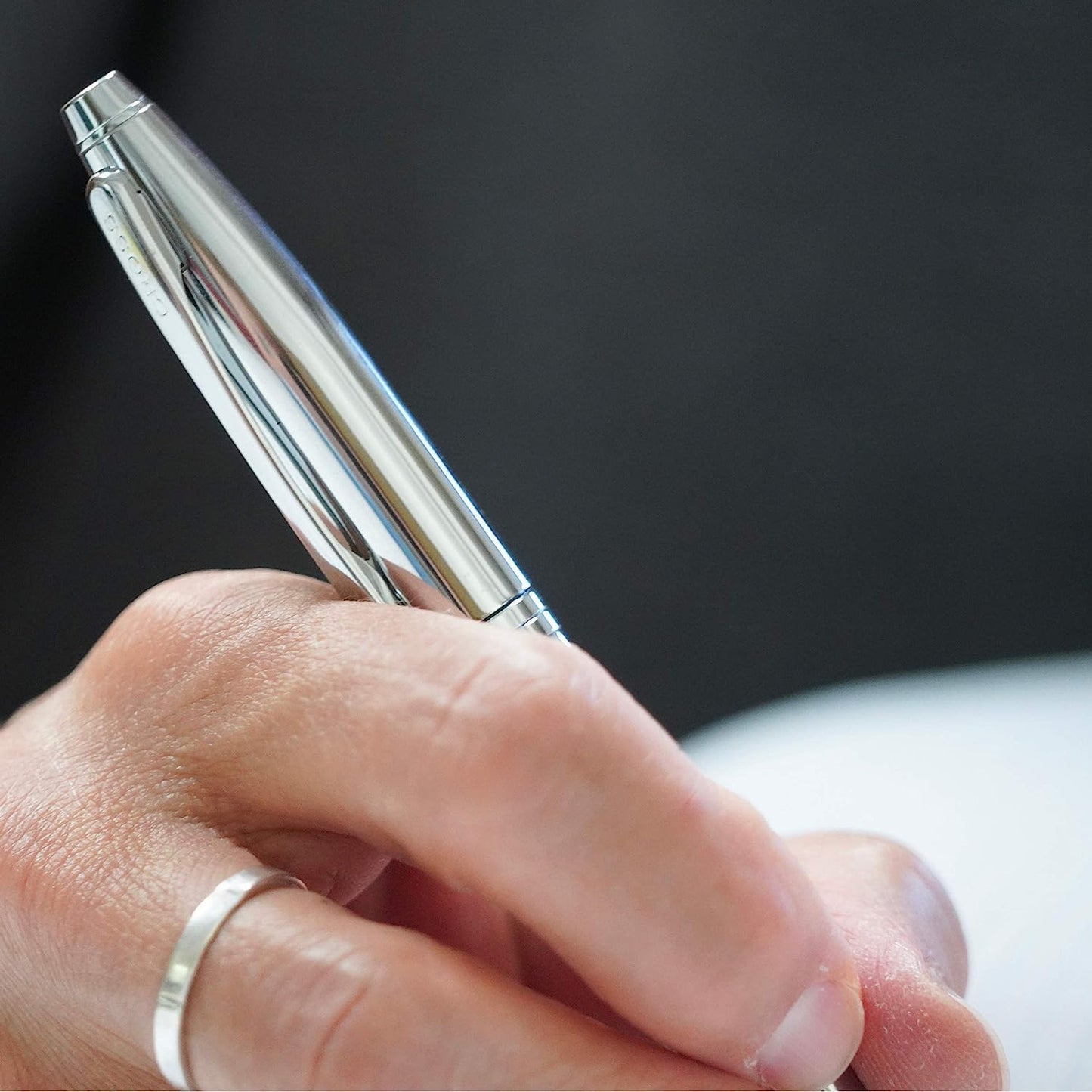 Cross Calais Refillable Rollerball Pen Presented in a Luxury Gift Box - Medium Point, Black Ink, Chrome & Blue