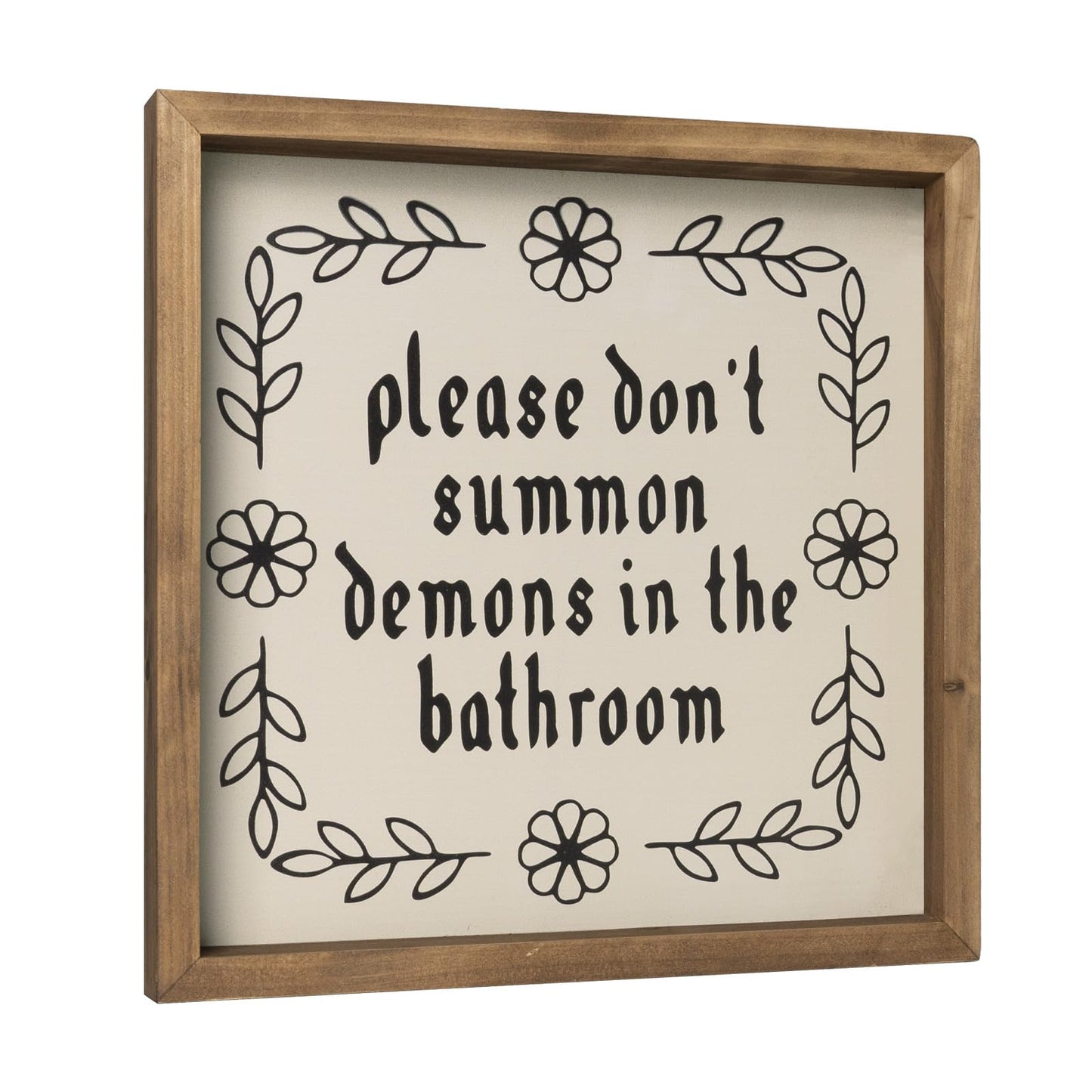 flangairy 11.8" Please Don't Summon Demons In The Bathroom Sign, Wooden Bathroom Wall Decor, Witch Guest Half ﻿Bath Rustic Home Art