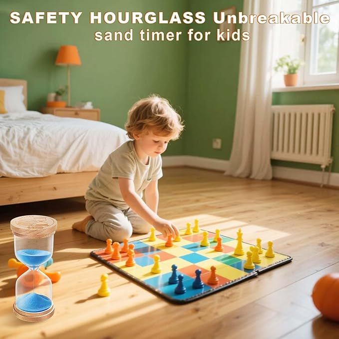 Hourglass 45 Minute Sand Timer:Large Colorful SandClock,Beech Wooden Sand Watch 45 Min, Hour Glass Sandglass for Games,Study (Blue)