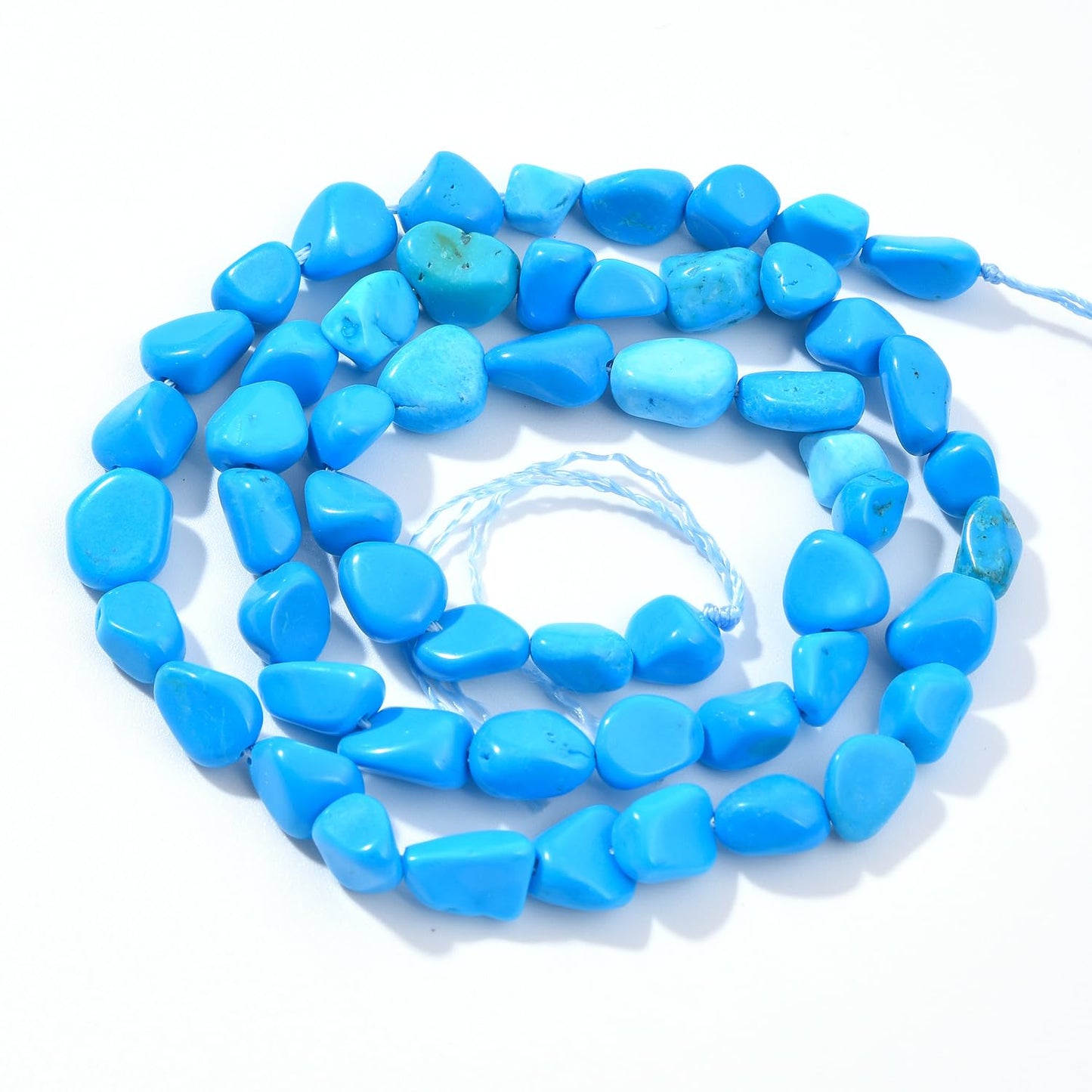 jodaying 6-8mm Natural Blue Turquoise Nuggets Oval Free Tumbled Pebble Semi Precious Gemstone Loose Stone Beads Approx 15.5 inch for DIY Jewelry Making