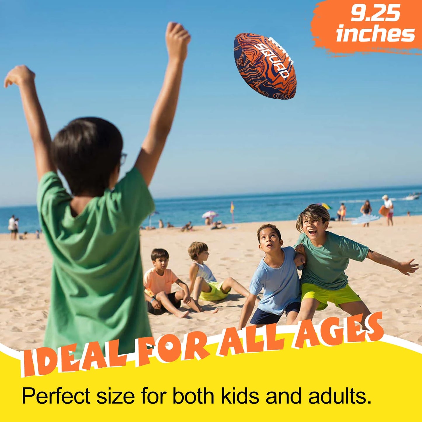SQUAD Waterproof Football for Pool & Beach, Durable Fun Water Game Toy for Family, Teens, Adults - Strong Grip Pattern, Ideal Gift for Boys & Girls 8-15+ Year Old