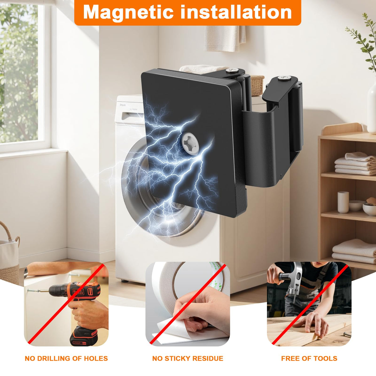 Strong Magnetic Mop Broom Holder (4 Count)