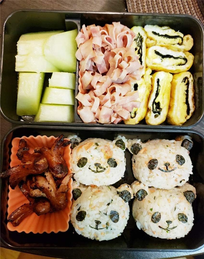 FuyoSegen Onigiri Mold Rice Ball Molds Cute Panda Pattern Sushi Mold Rice Shaper Mold Bento Accessories DIY Kitchen Tools for Home Party Meal Make, Black