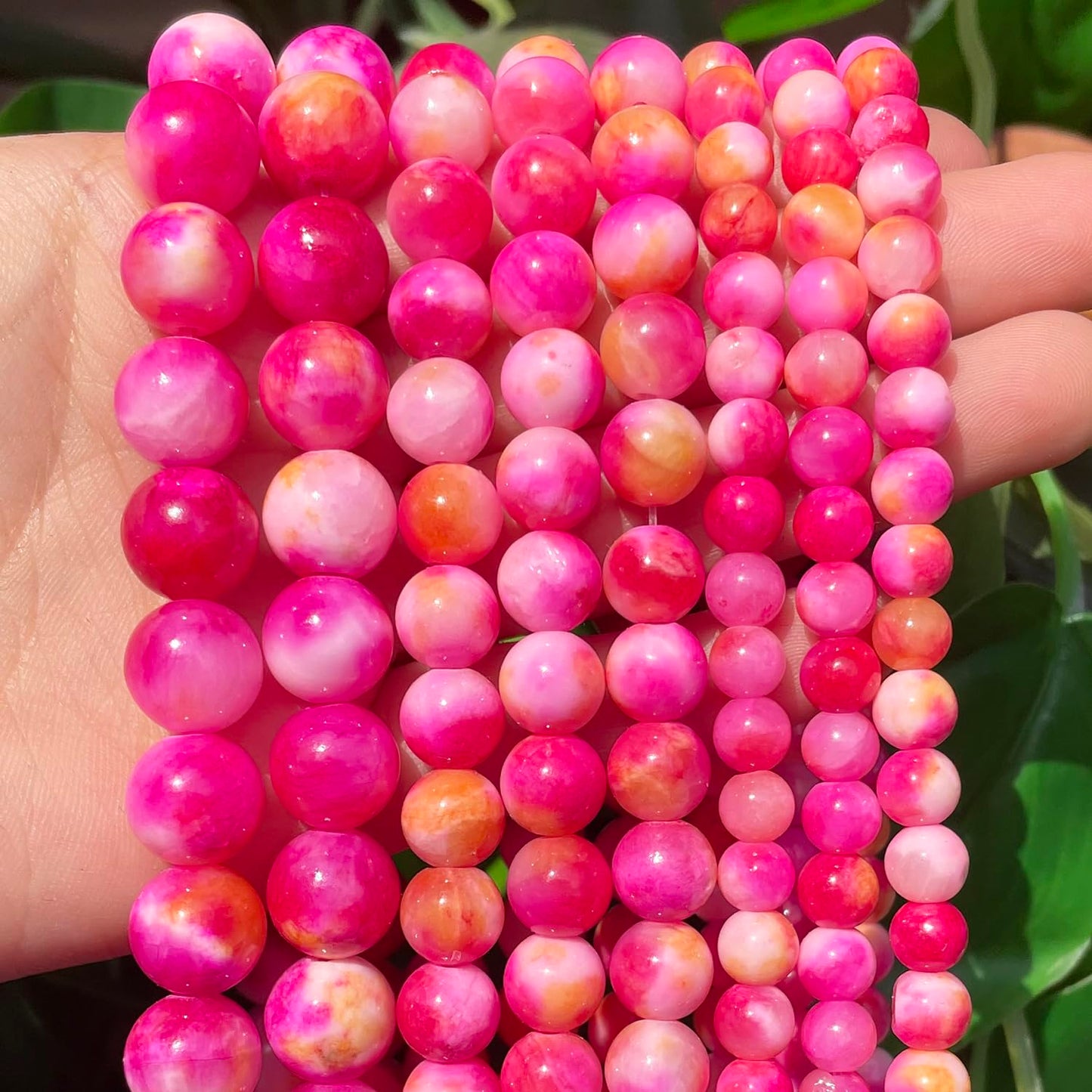 Yochus 60pcs 6mm Rose Red Persian Jade Energy Healing Round Bulk Gemstone Beads for Jewelry Making Bracelet Necklace Earring DIY