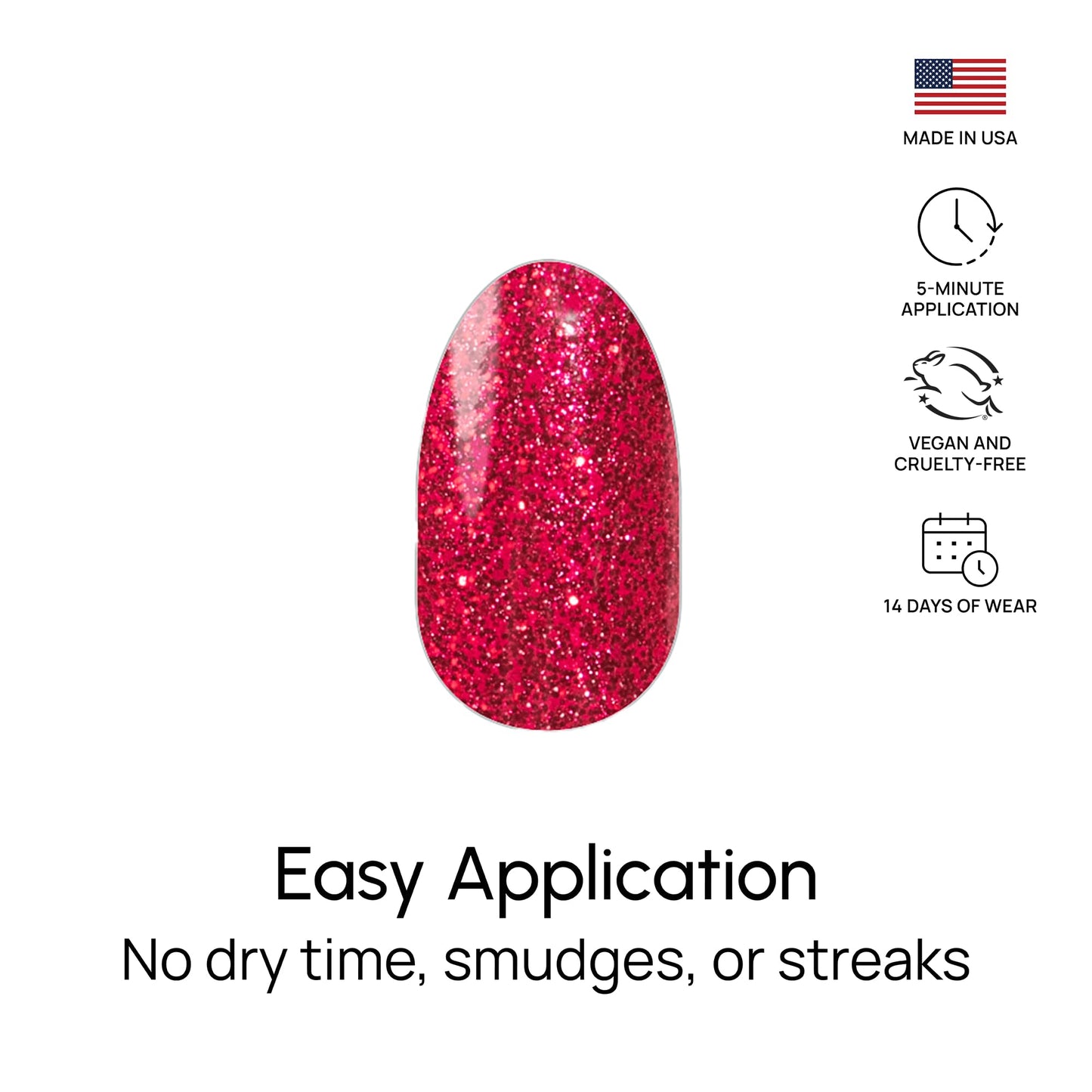 Color Street Cherry on Top Nail Strips - Ruby Red Glitter Finish - 16 Double-Ended Nail Extensions - Quick and Easy Application - Long-Lasting, Salon-Quality Look - No Tools or Dry Time Needed
