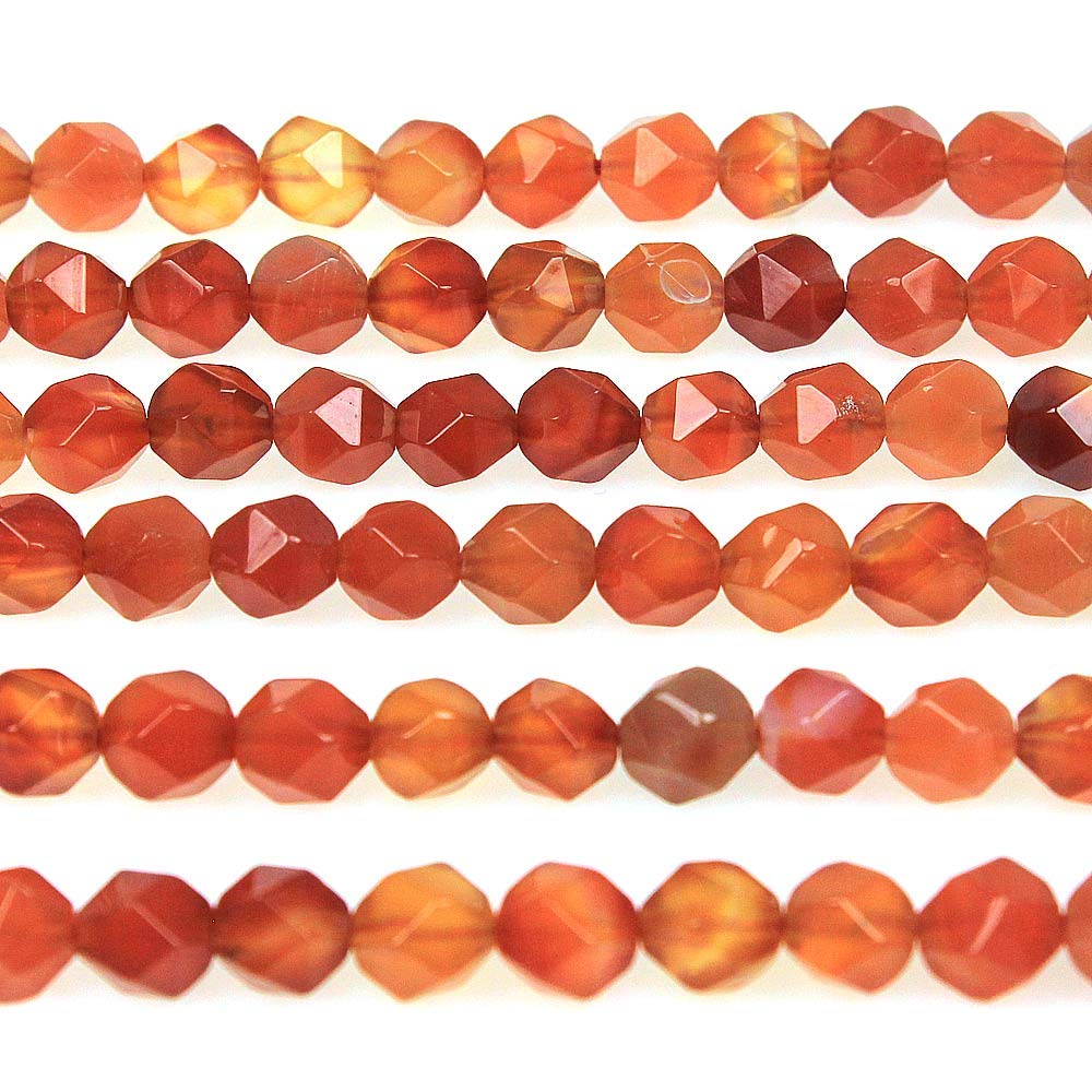 MJDCB Best Sellers Natural Stone Beads Faceted Polygon Red Agate Crystal Energy Stone Healing Power for Jewelry Making(8mm)