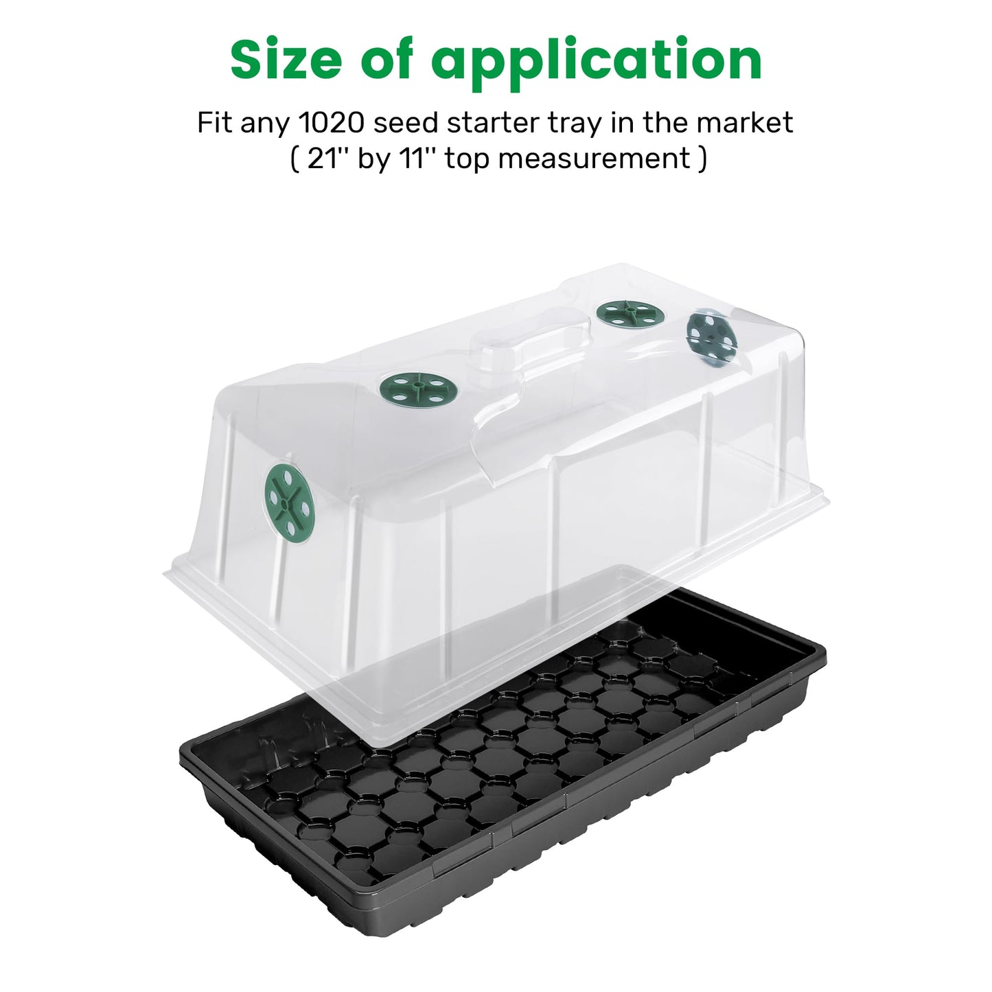 MIXC 10 Pack Humidity Dome 7" Tall Extra Strength, 1020 Growing Trays Cover, Propagation Seed Cloning Lid Vented for 10 x 20 Inch Flat Tray and Seed Starting Germination
